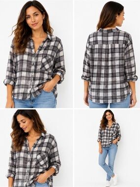 Hester & Orchard Black & White Plaid Button-Down Shirt